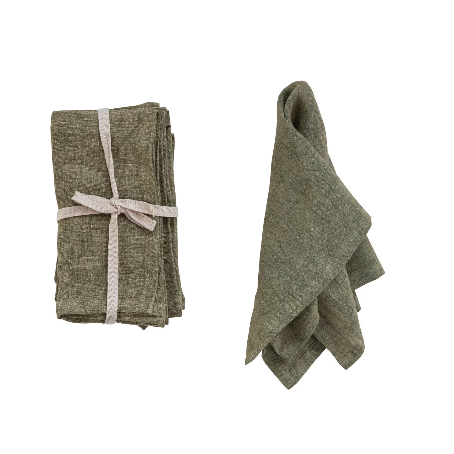 Olive Stonewashed Linen Napkins