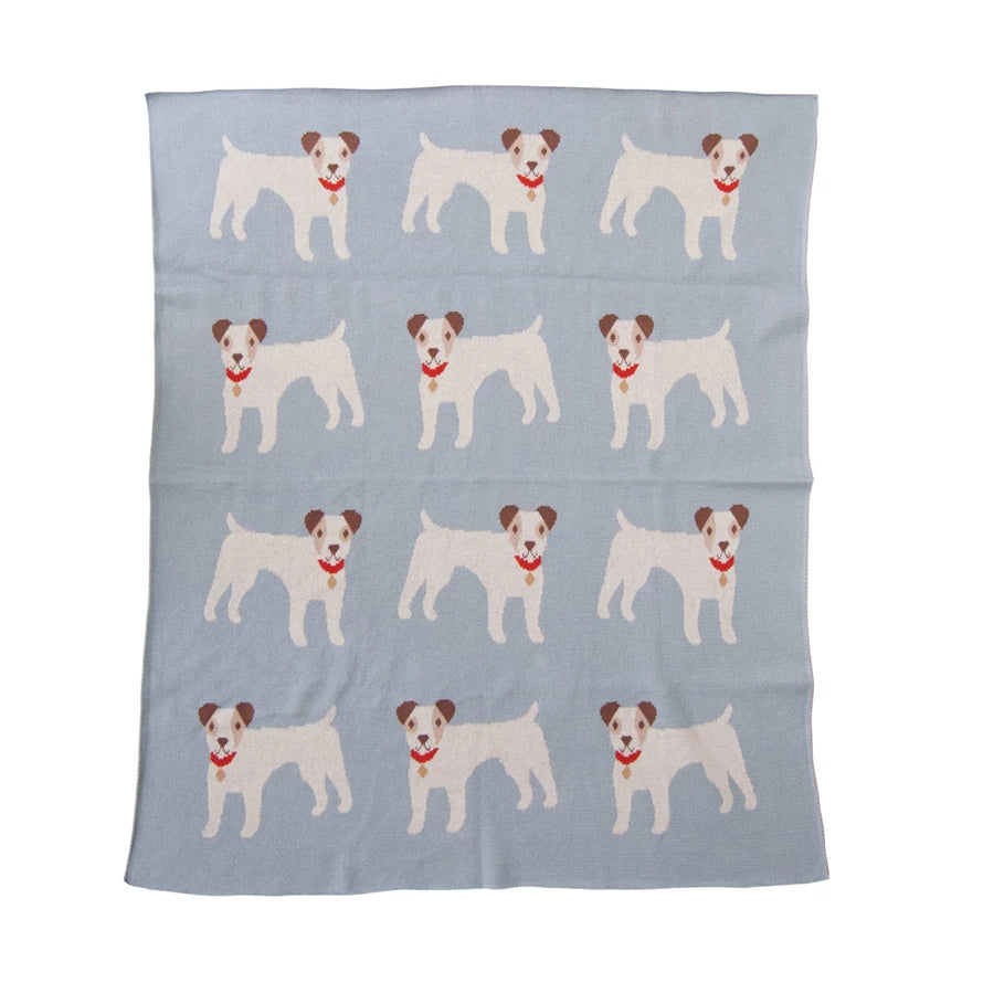 Cotton Knit Dog Baby Blanket