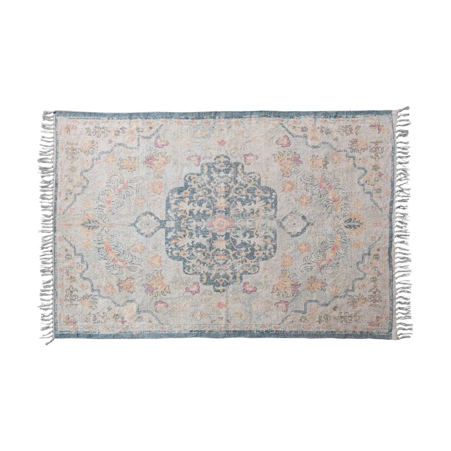 Cotton Chenille Distressed Print Rug