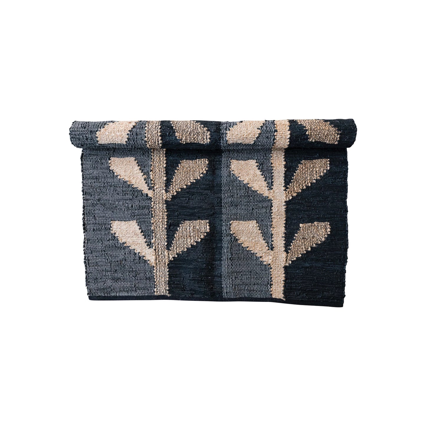 Woven Jute, Leather & Cotton Chindi Rug