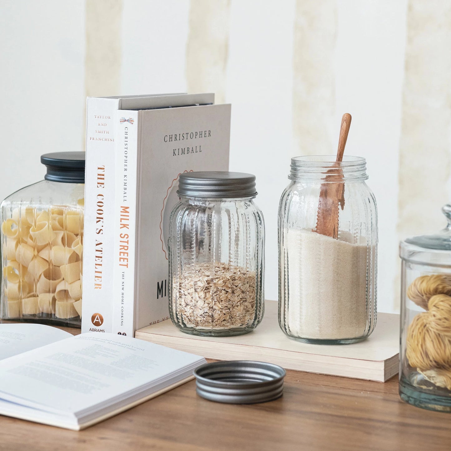 Pressed Glass Coffee Jar