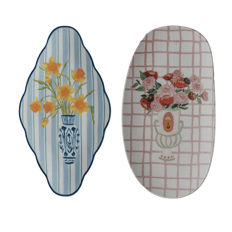 Flowers in Vase Stoneware Plates