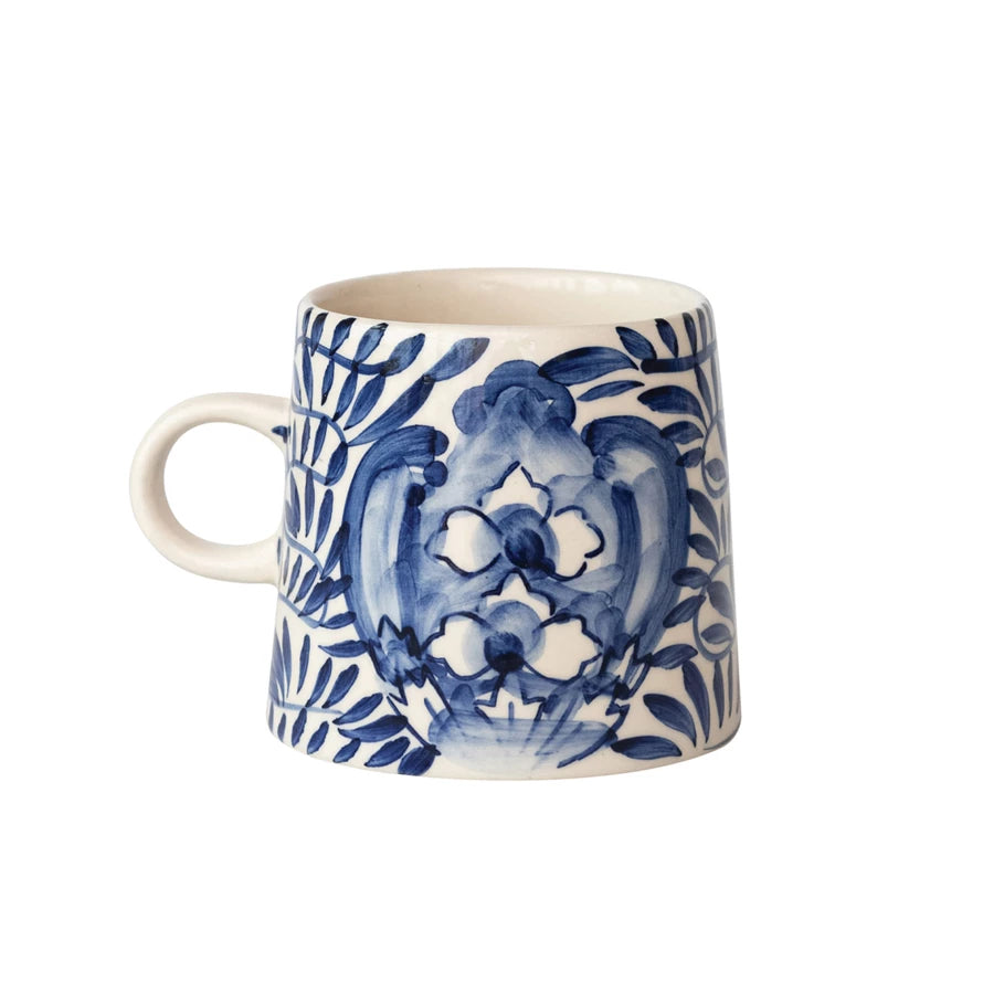Hand-Painted Stoneware Mug with Design