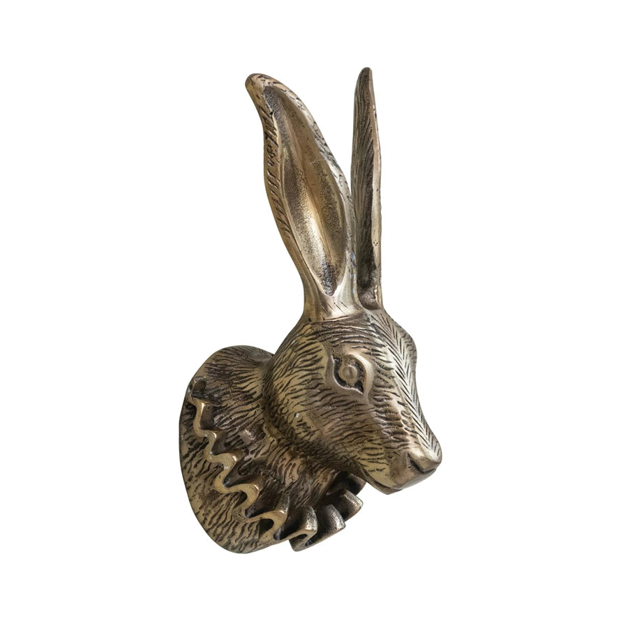 Cast Aluminum Rabbit Head w/ Ruff Collar Wall Decor