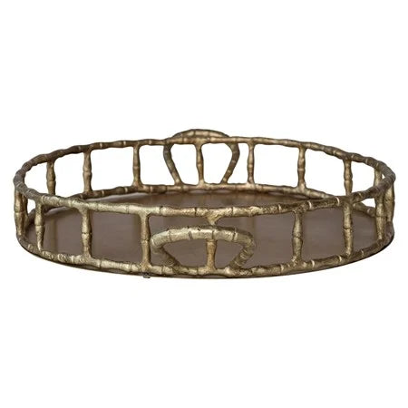 Brass Faux Bamboo Tray w/ Handles
