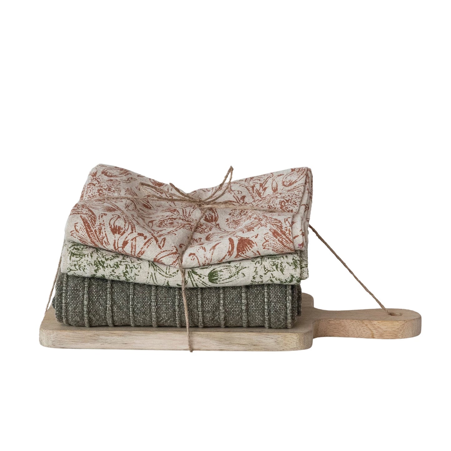 Tea Towels & Mango Wood Serving Board