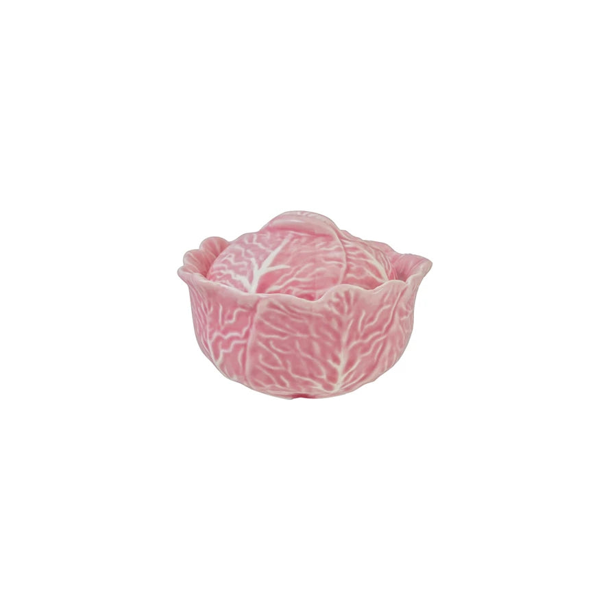 Pink Stoneware Cabbage Shaped Baker