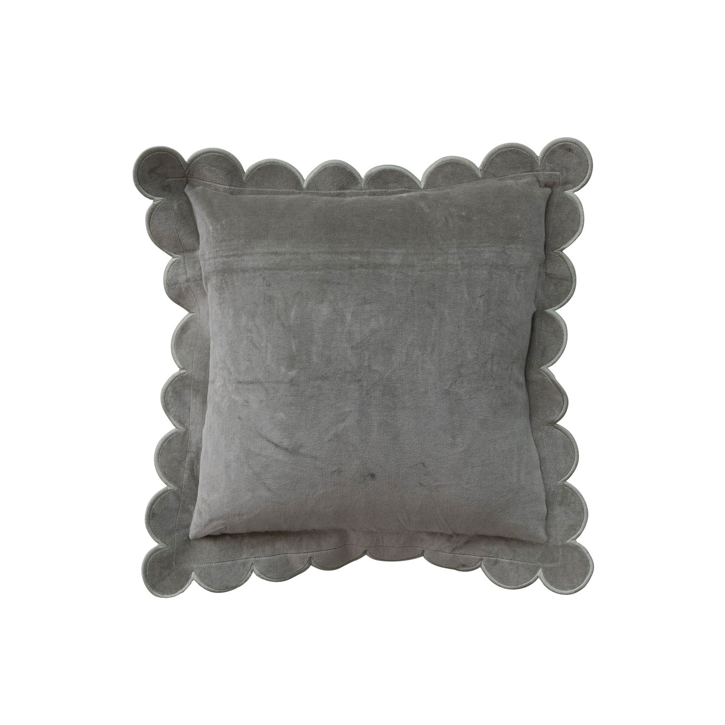 Green Velvet Pillow w/ Scallops