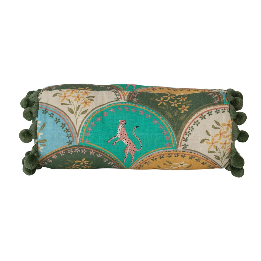 Bolster Pillow with Pom Pom Trim