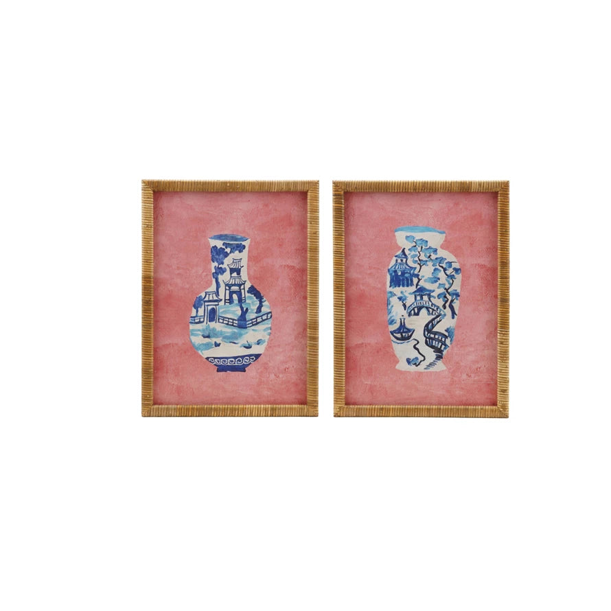 Rattan Framed Vase