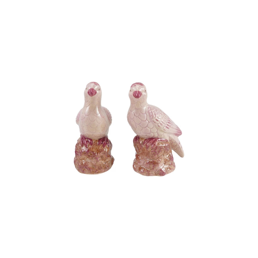 Pink Hand Painted Stoneware Bird