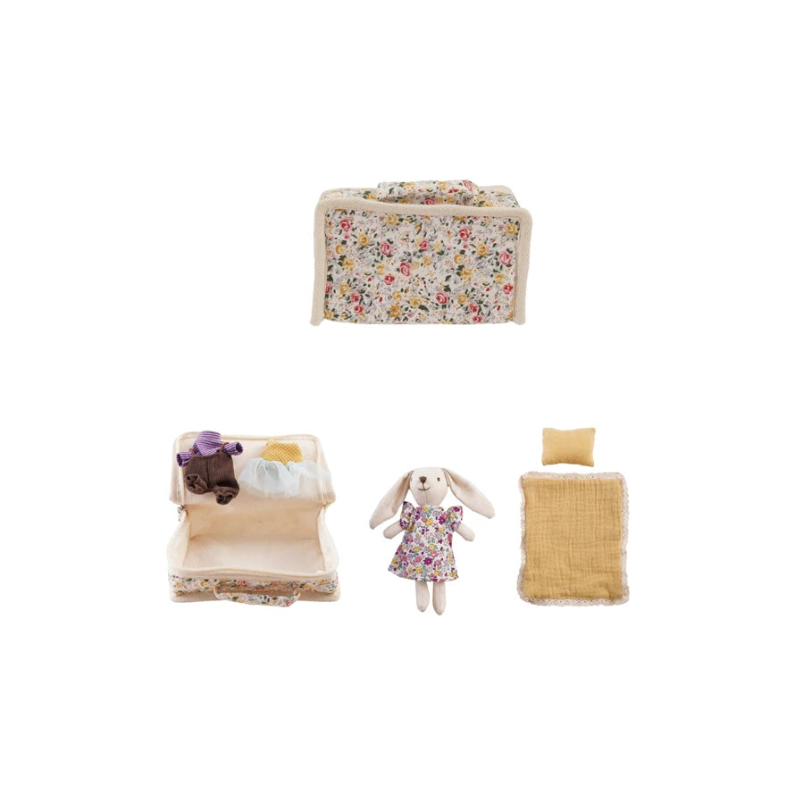 Suitcase Bed with Plush Bunny & Outfits