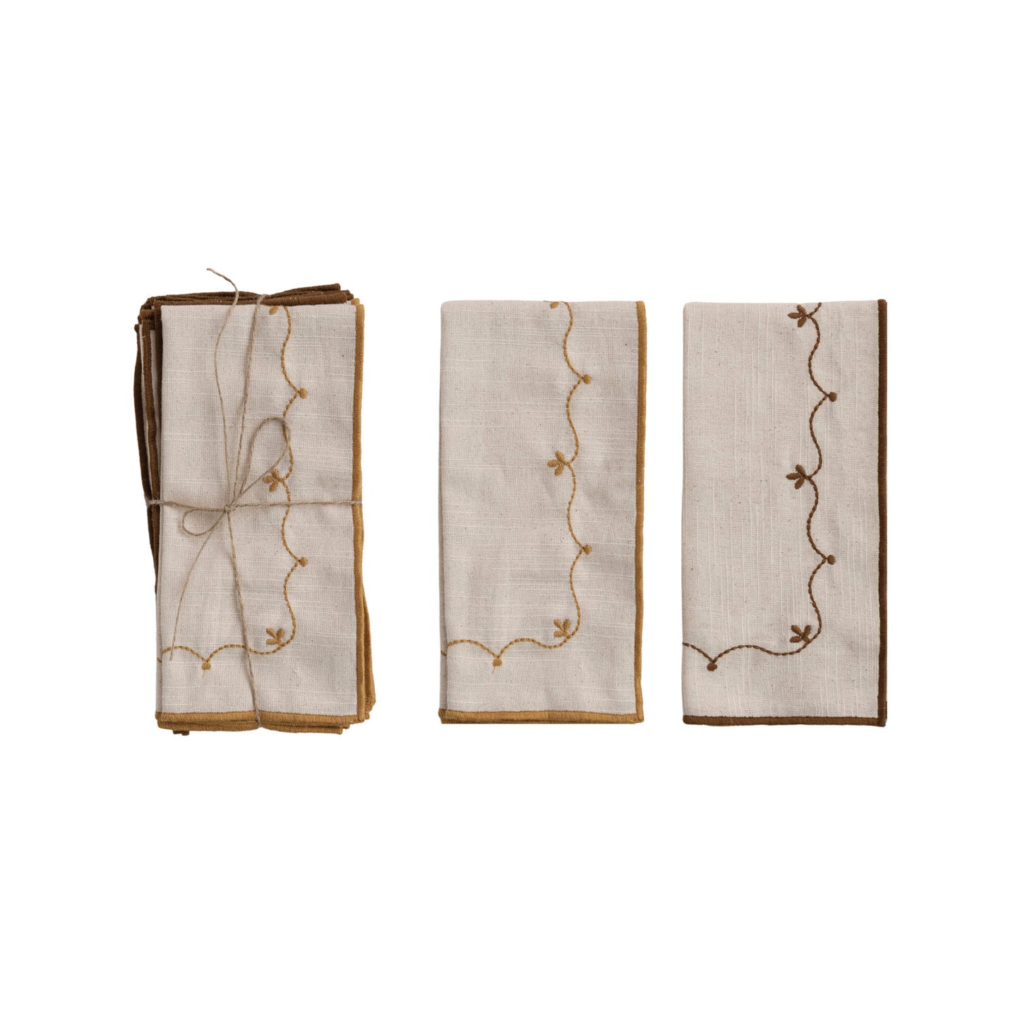 Cotton Napkins with Floral Embroidery