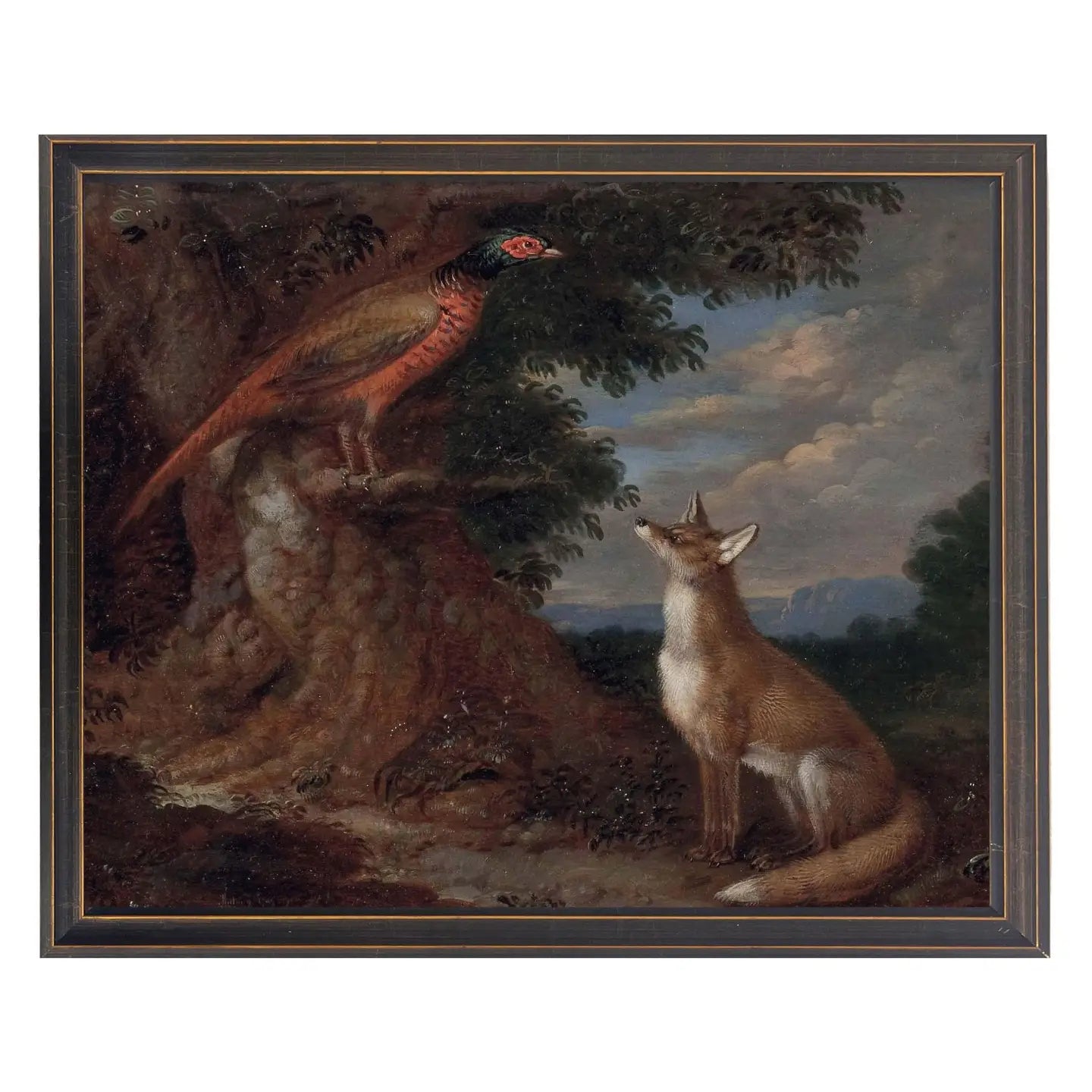 Vintage Fox and Pheasant Framed Art