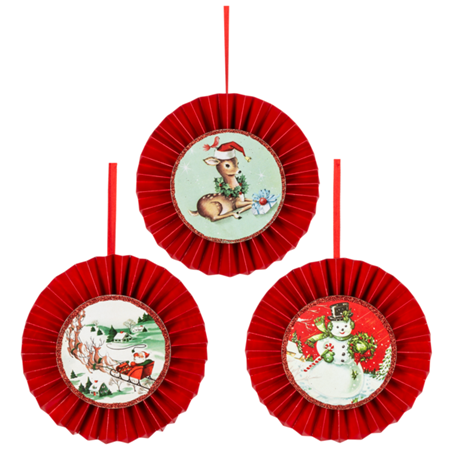 Vintage Holiday Disk Ornaments