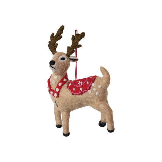 Wool Felt Reindeer Ornament