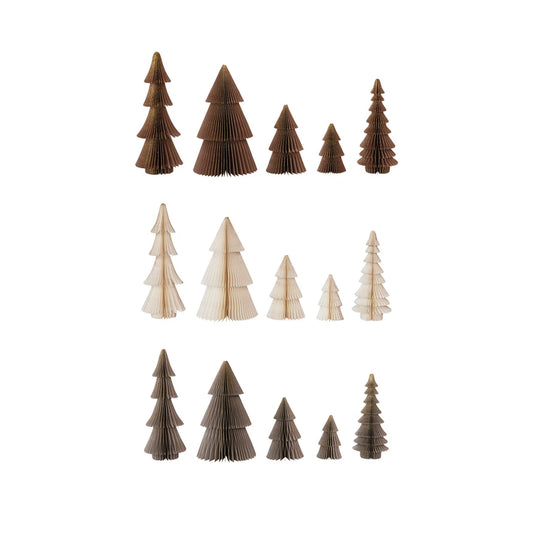 Paper Honeycomb Trees With Gold Glitter Edge