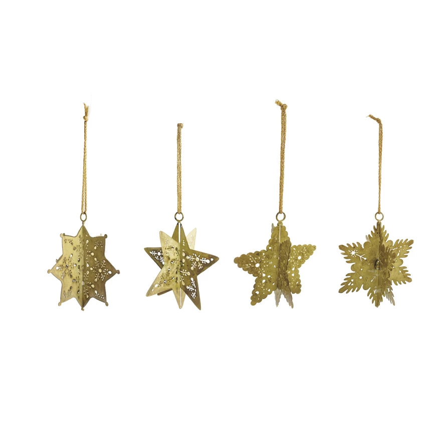 Metal 3D Snowflake Ornament With Gold Finish