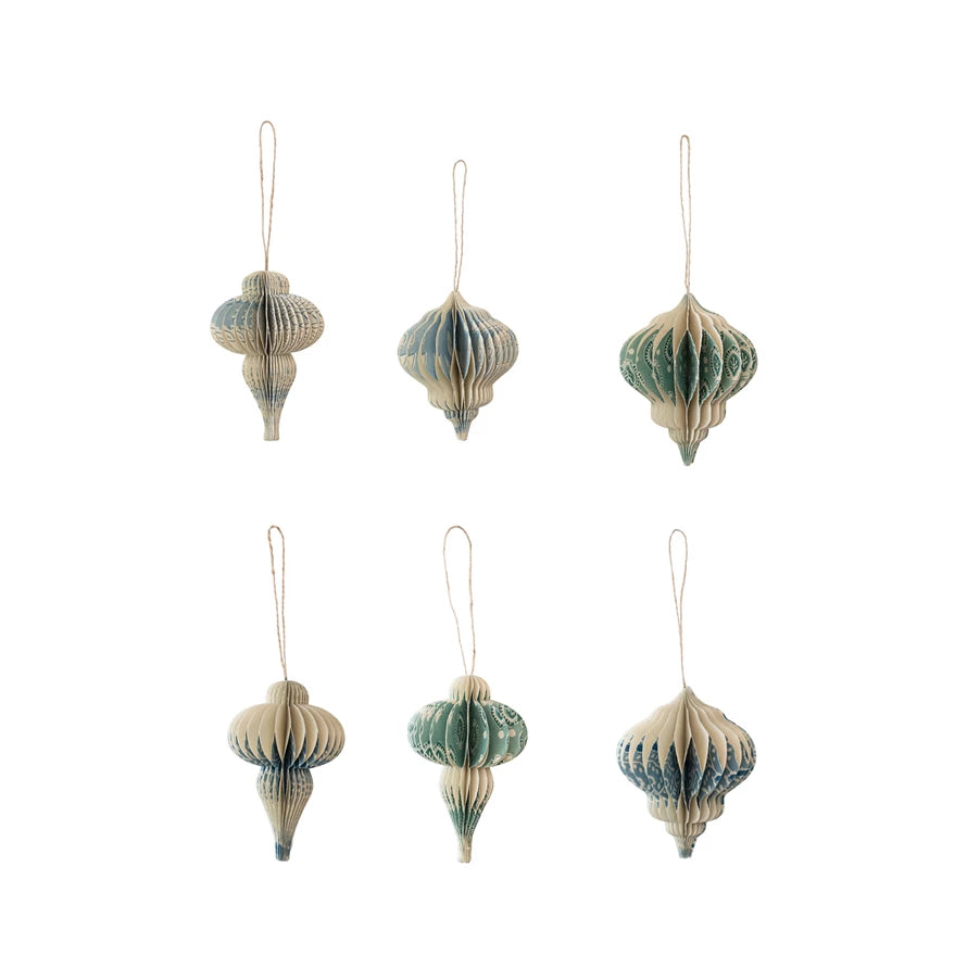 Recycled Paper Honeycomb Finial Ornament