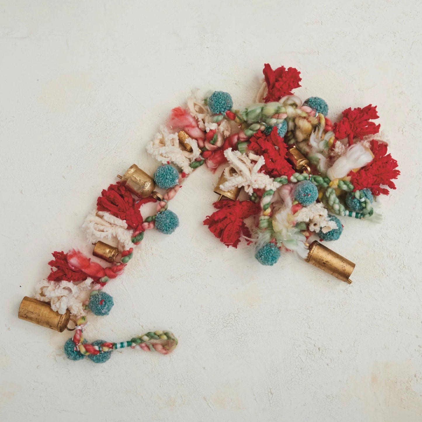 Wool & Cotton Garland With Pom Poms And Bells