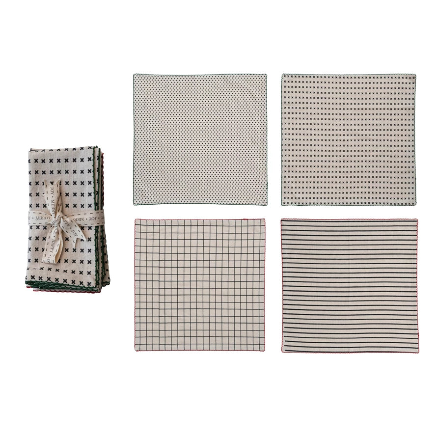 Patterned Tea Towels w/ Stitched Edge