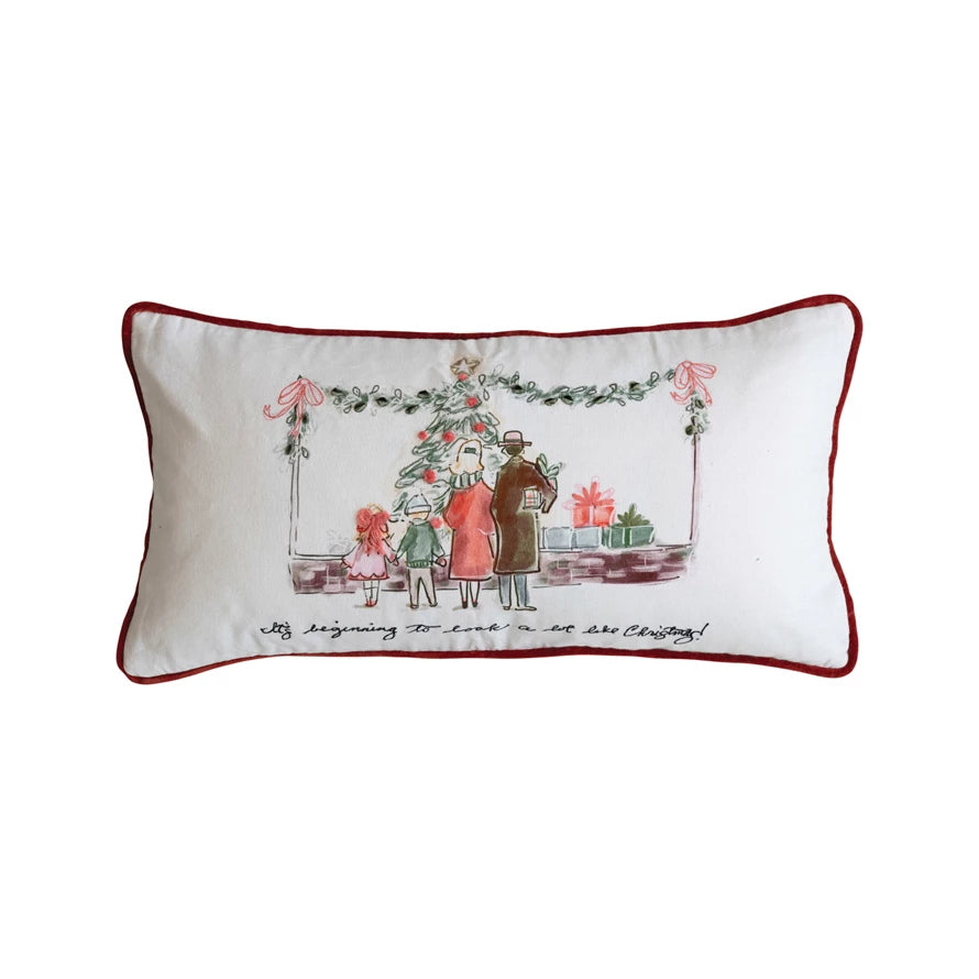 Family Holiday Lumbar Pillow