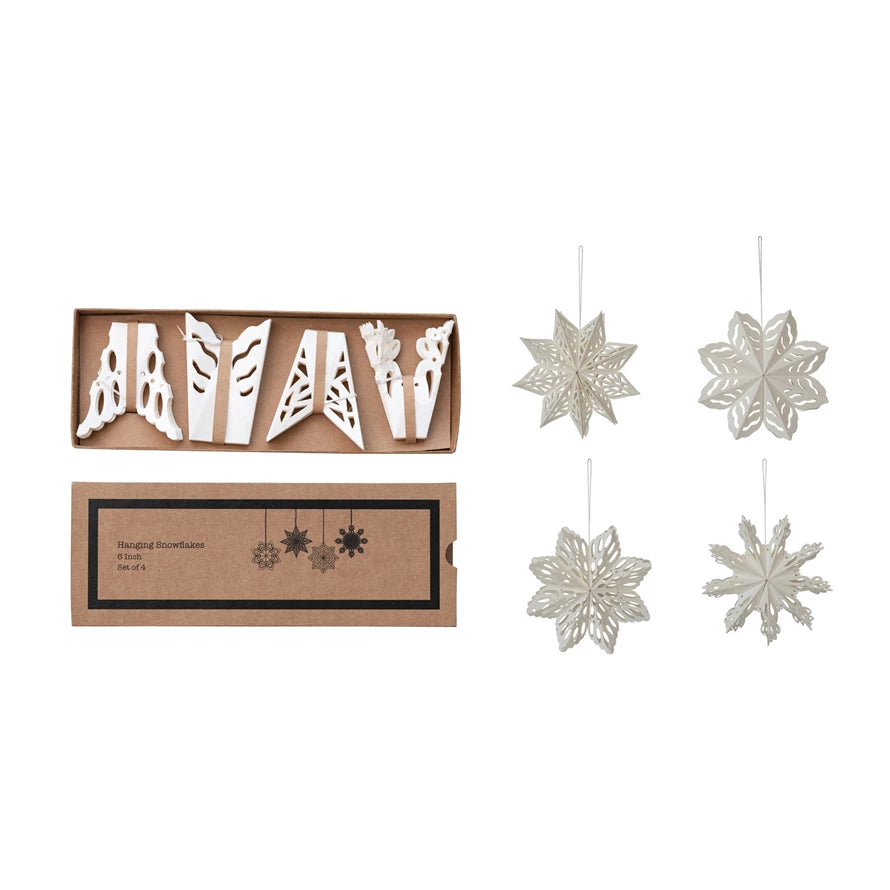Recycled Paper Folding Snowflake Ornaments