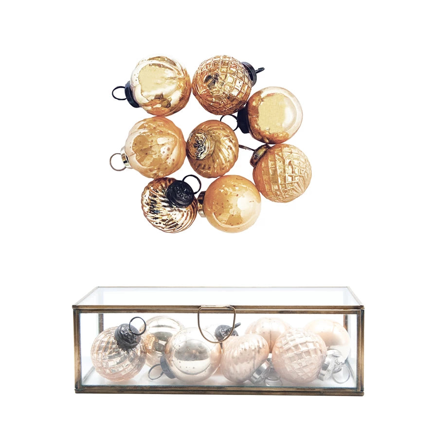 Mercury Glass Ornaments In Display Box