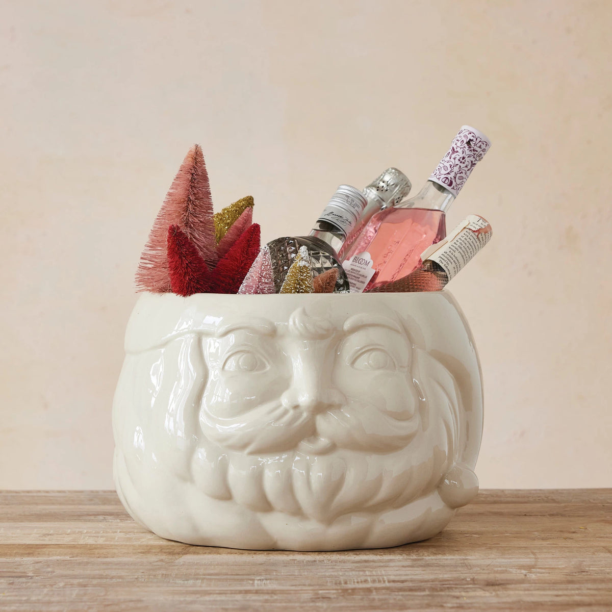 Stoneware Santa Head Shaped Container