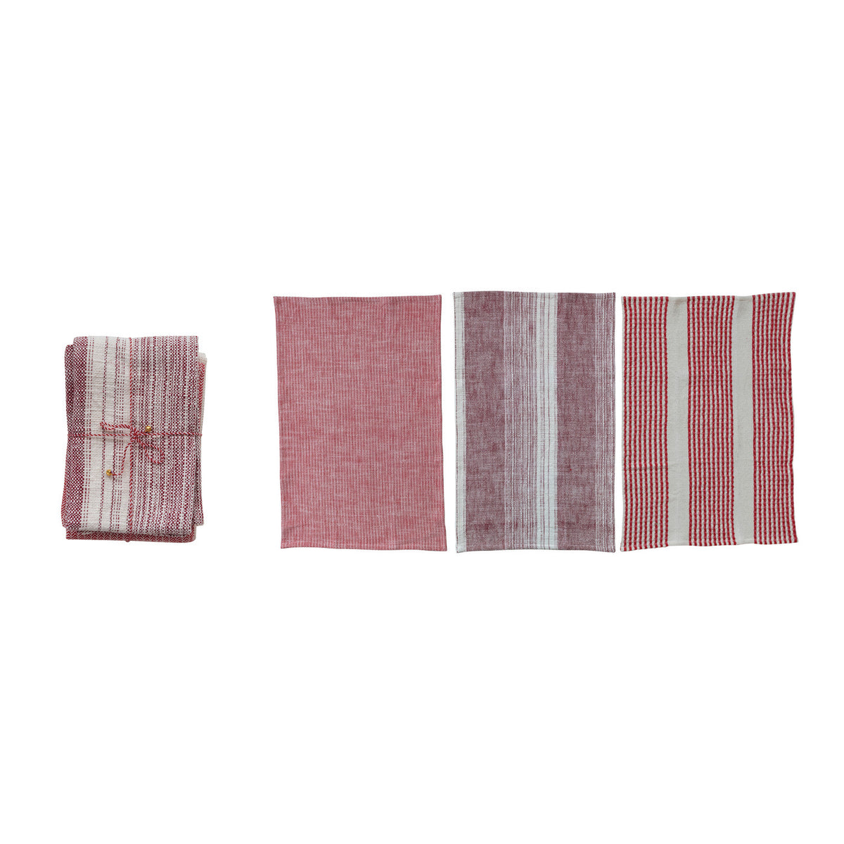 Woven Patterned Tea Towels With Jingle Bell