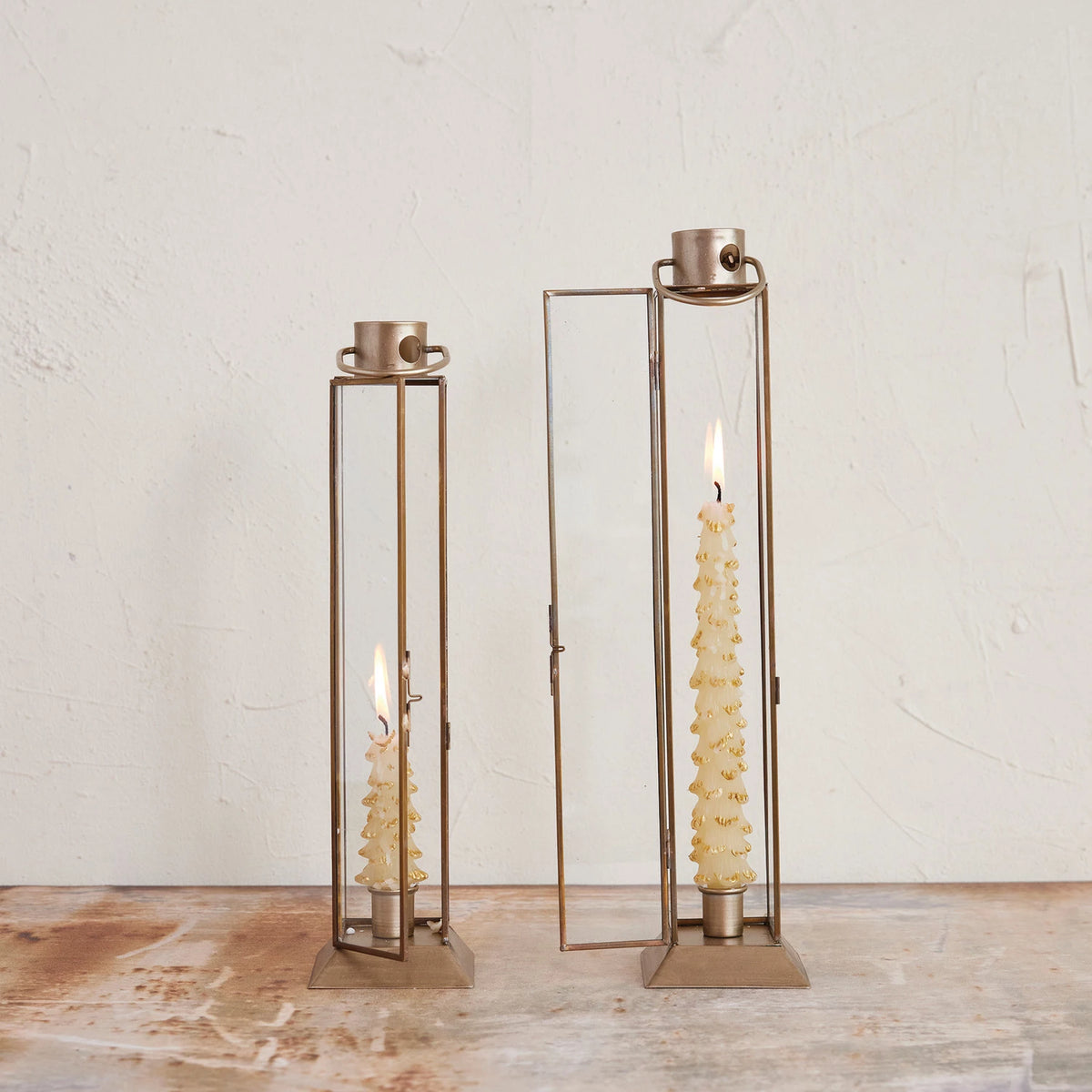 Metal & Glass Lantern Taper Holder