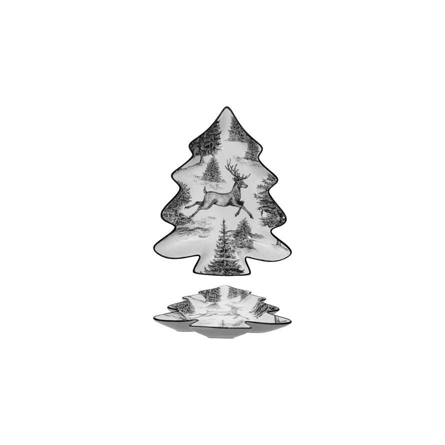 Ceramic Tree Shaped Plate With Woodland Scene