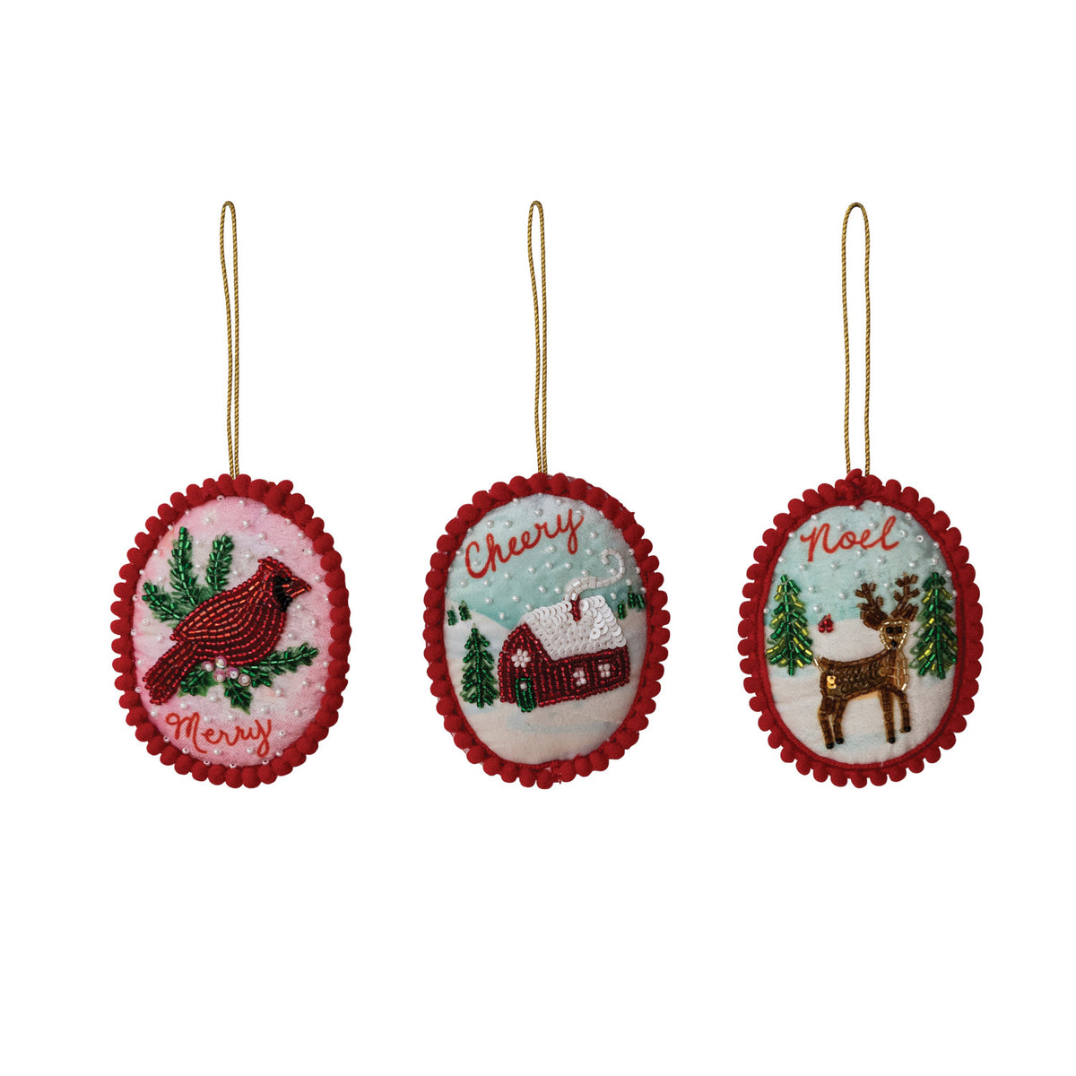 Oval Handmade Ornament With Holiday Image
