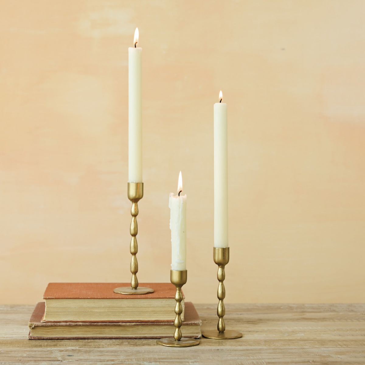 Hand-Forged Iron Taper Holders With Antique Brass Finish