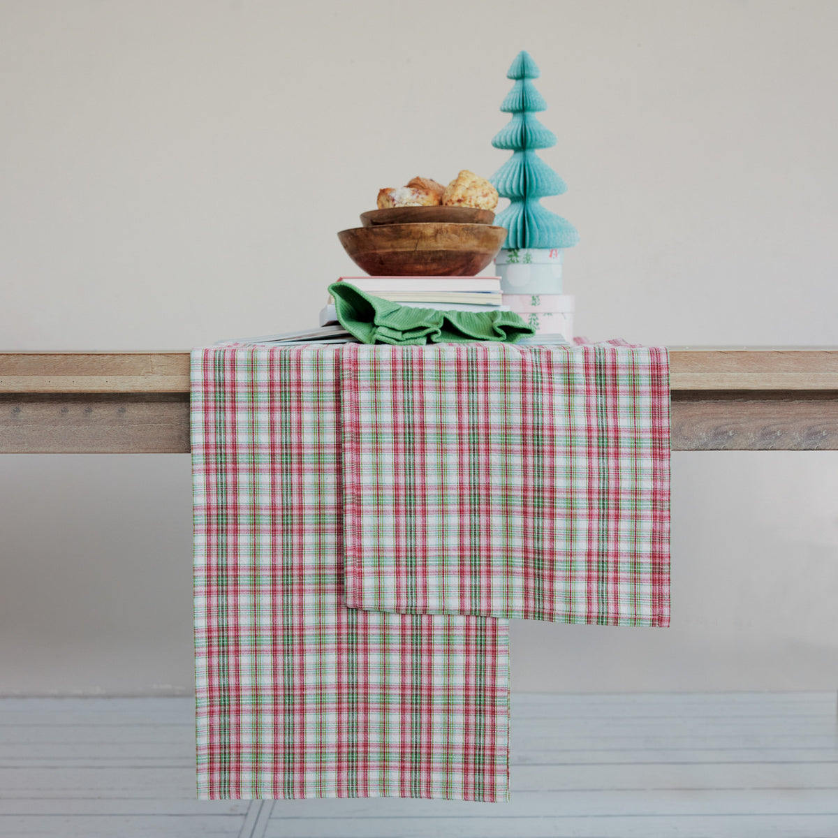 Plaid Patterned Cotton Table Runner