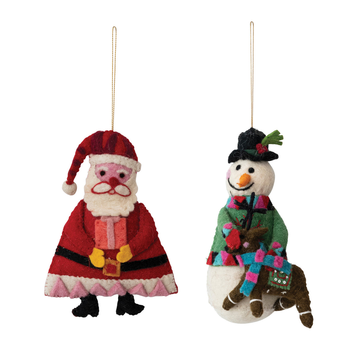 Handmade Santa & Snowman Ornament