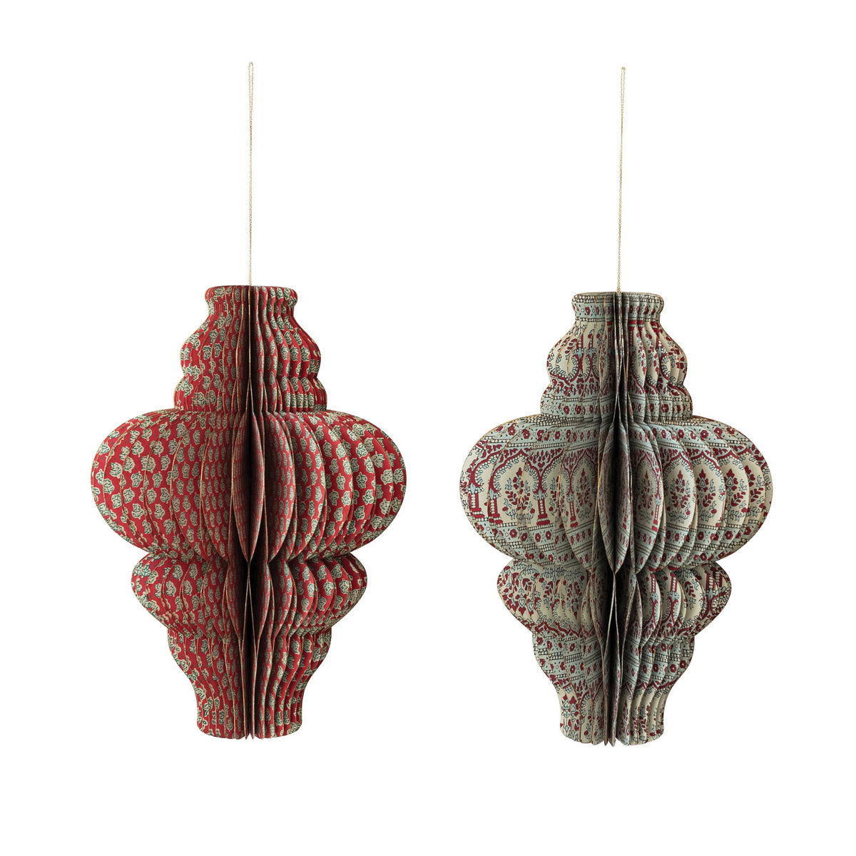Vintage Patterned Honeycomb Finial Paper Ornament