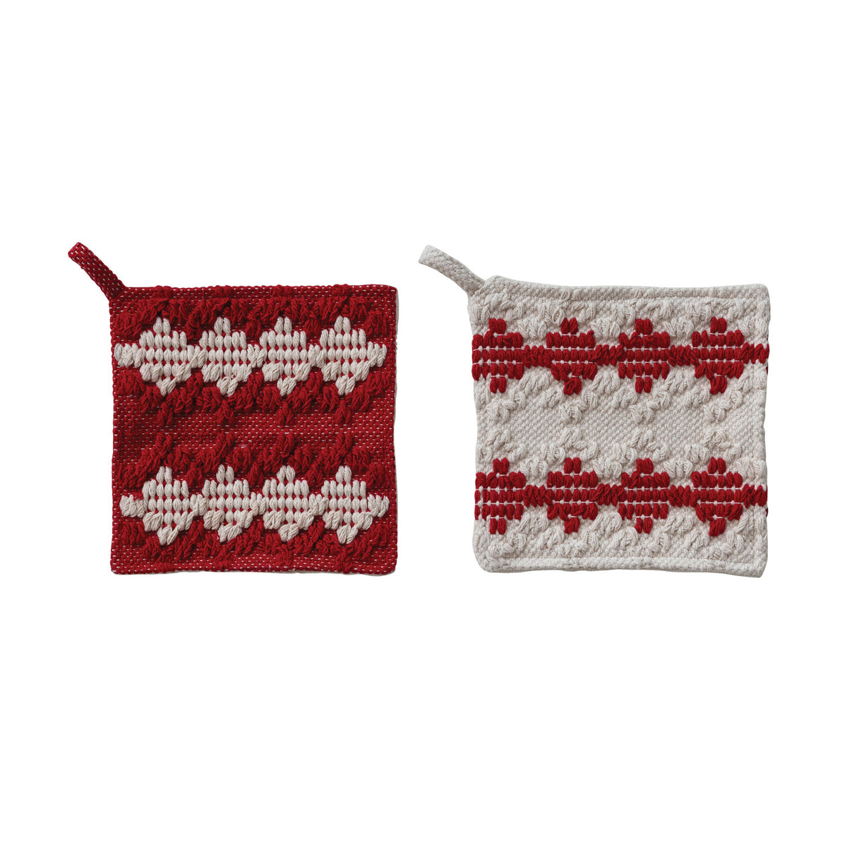 Tufted Cotton Pot Holder With Diamond Pattern