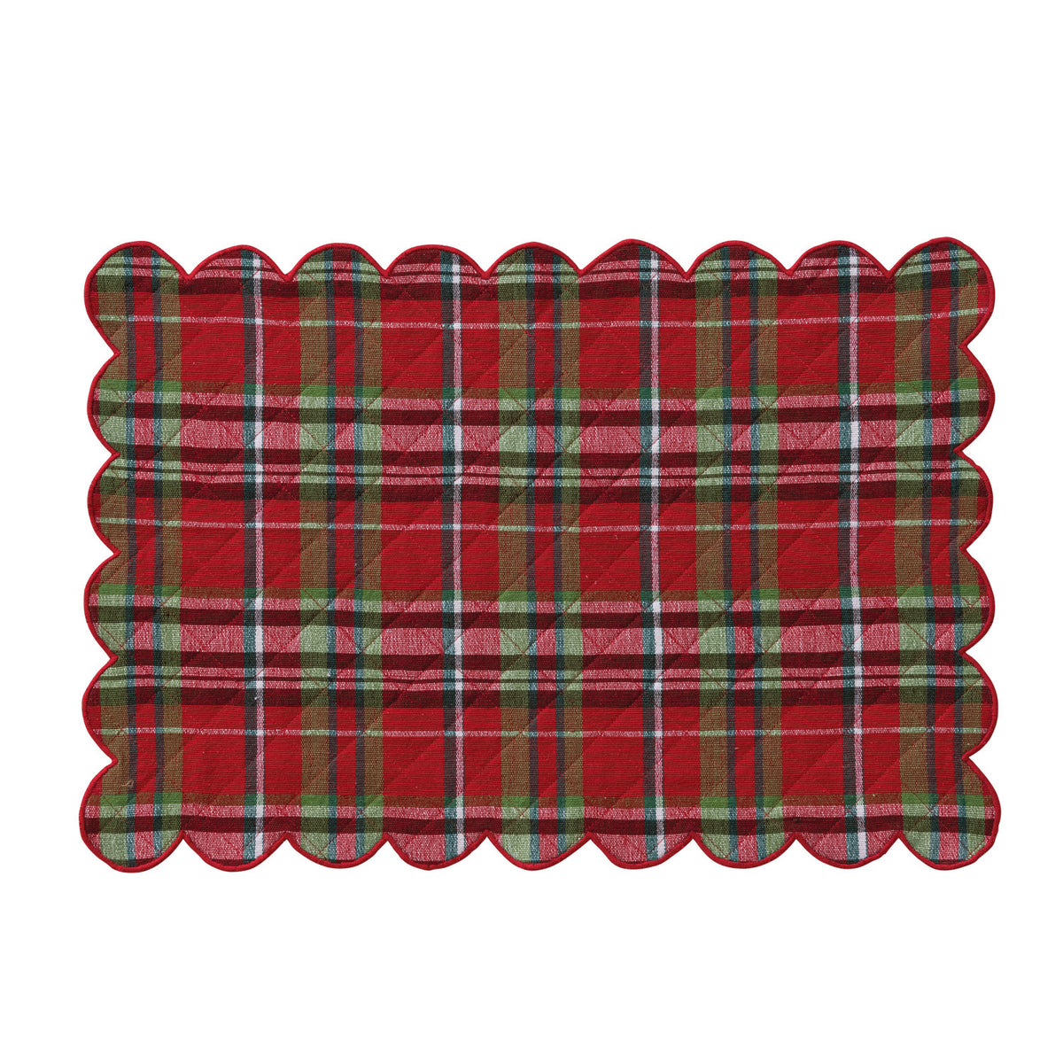 Scalloped Tartan Plaid Quilted Placemat