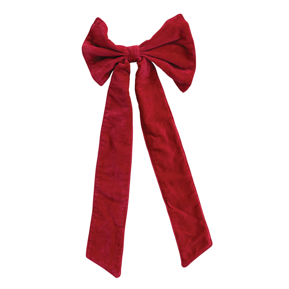Red Velvet & Cotton Clip-On Bow