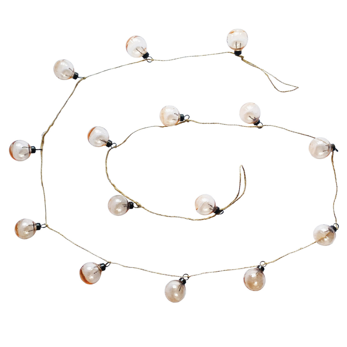 Hand-Blown Blush Glass Ball Ornament Garland