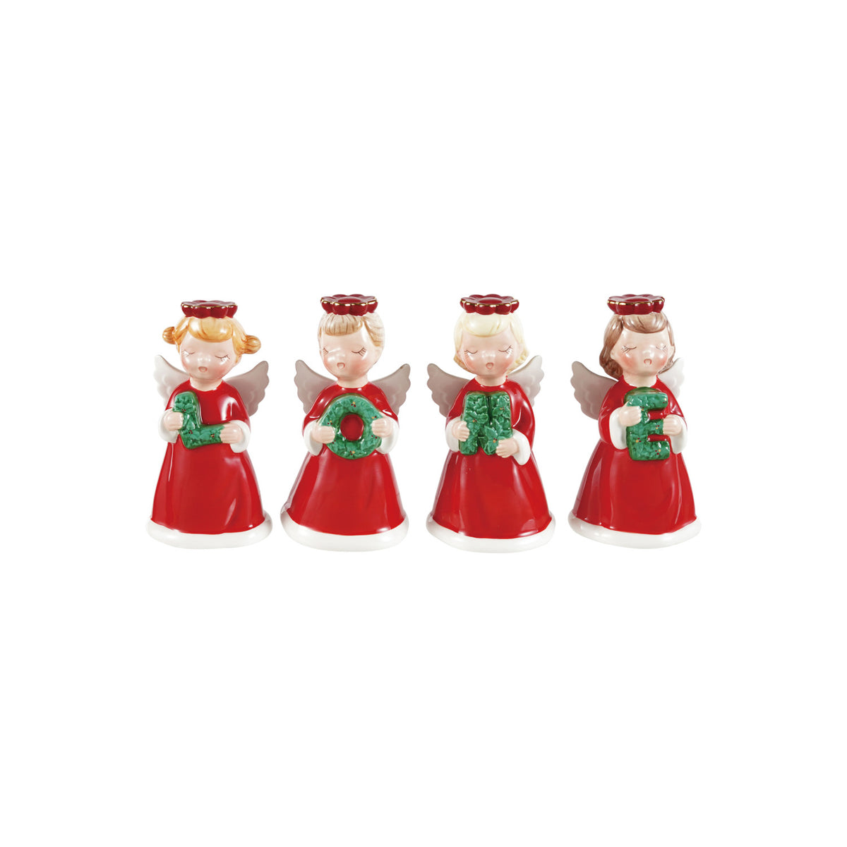 Ceramic Angels With "Noel" Shaped Wreaths