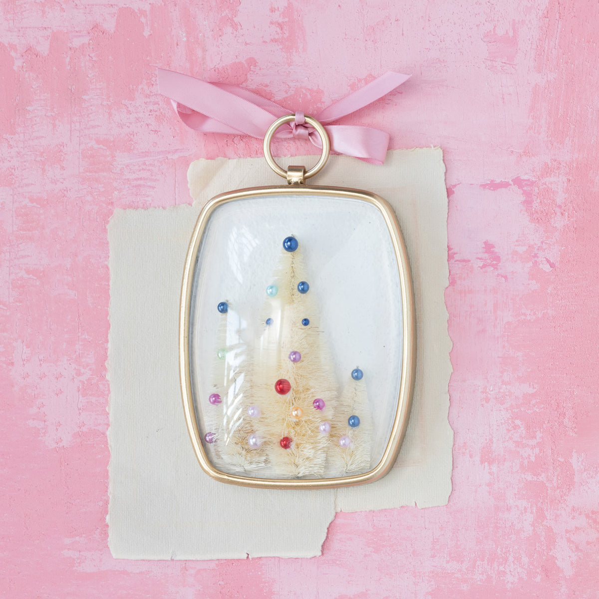Bottle Brush Tree Framed Ornament