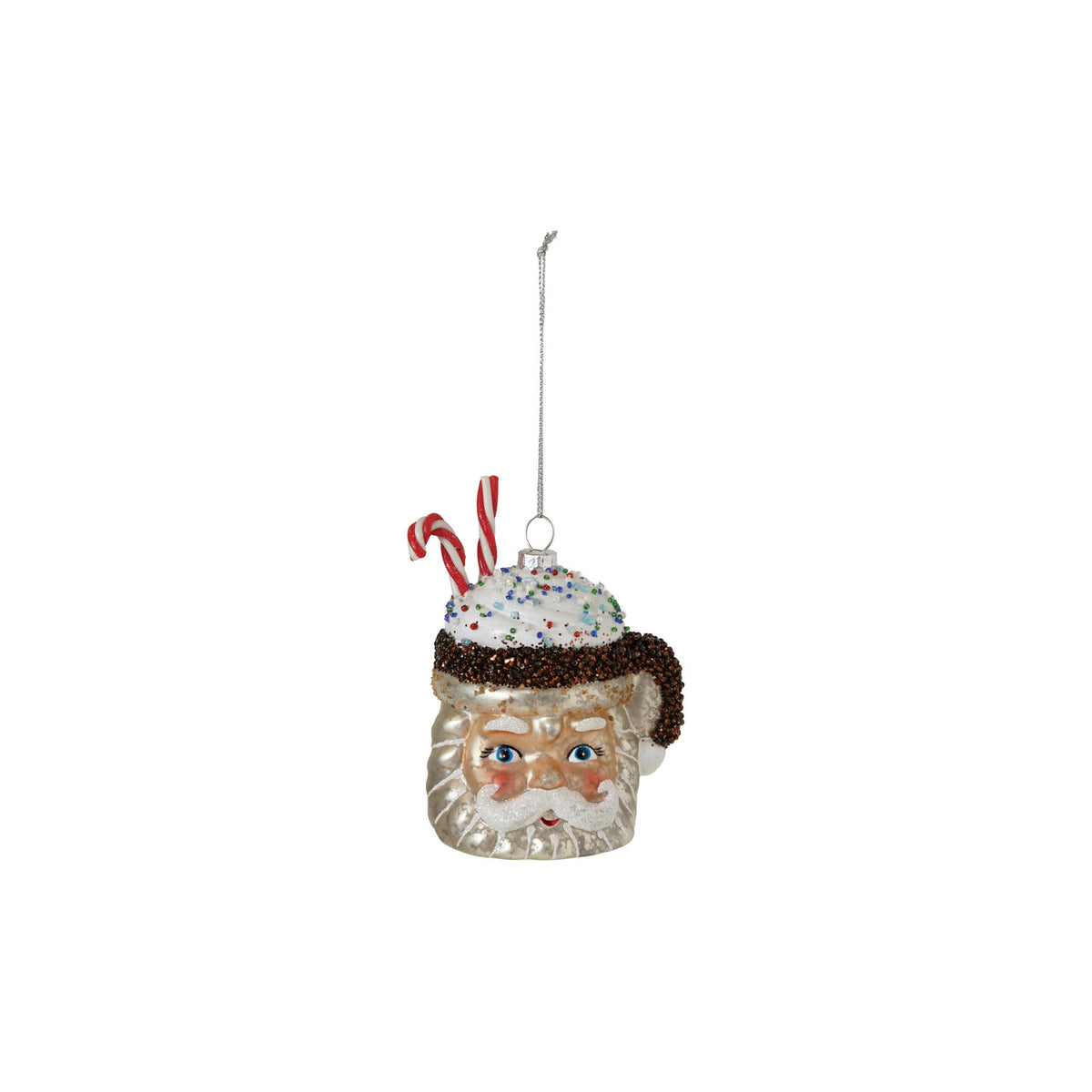 Santa Mug With Candy Canes Ornament