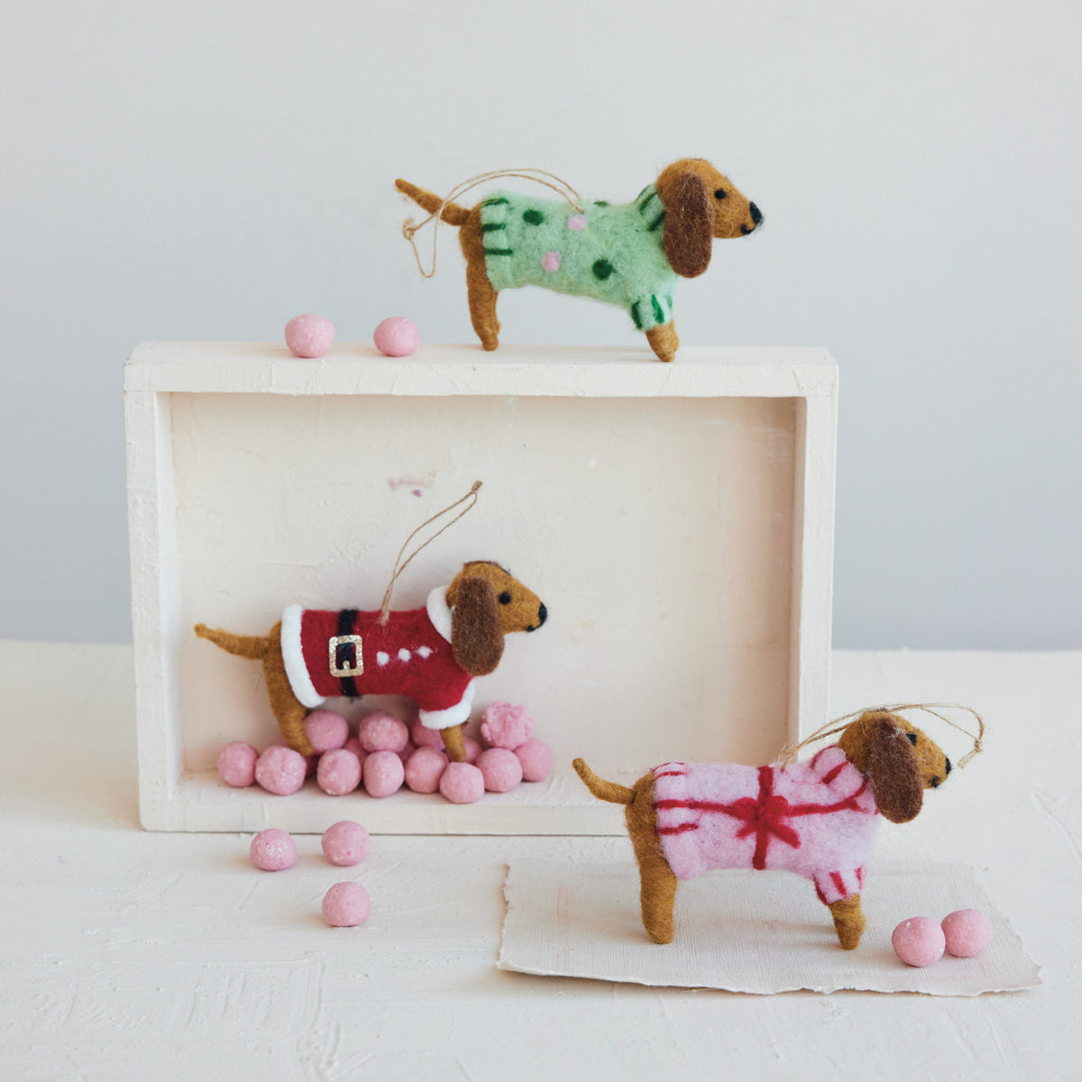 Dachshund In Sweater Felt Ornament