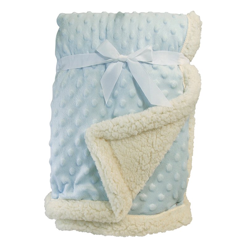 Blue Minky Dot Sherpa Blanket