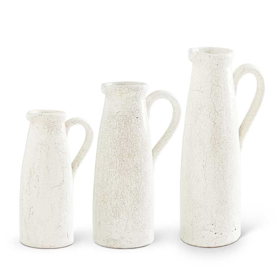 White Ceramic Crackled Pitcher