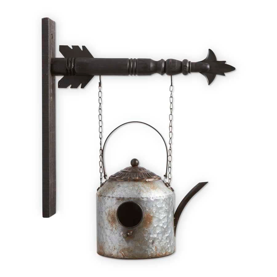 Tin Kettle Birdhouse Hanger