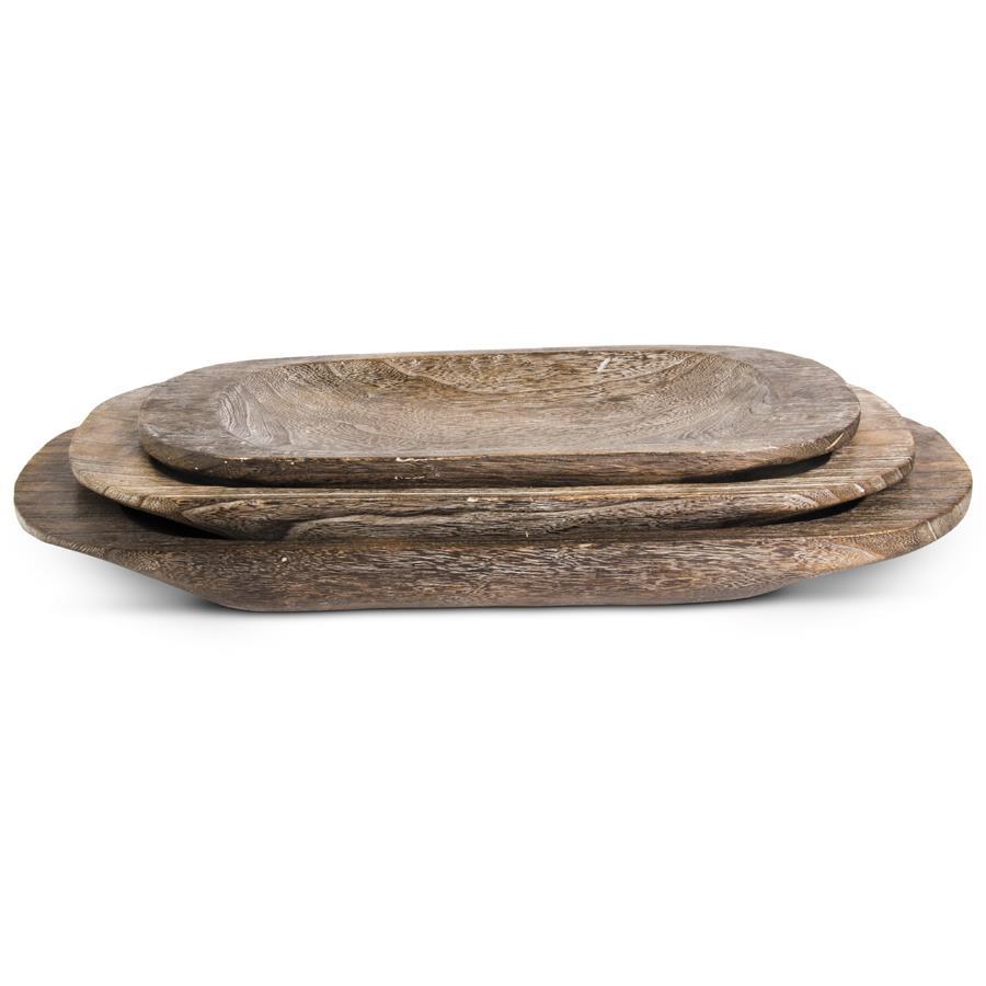 Carved Oval Wood Trays