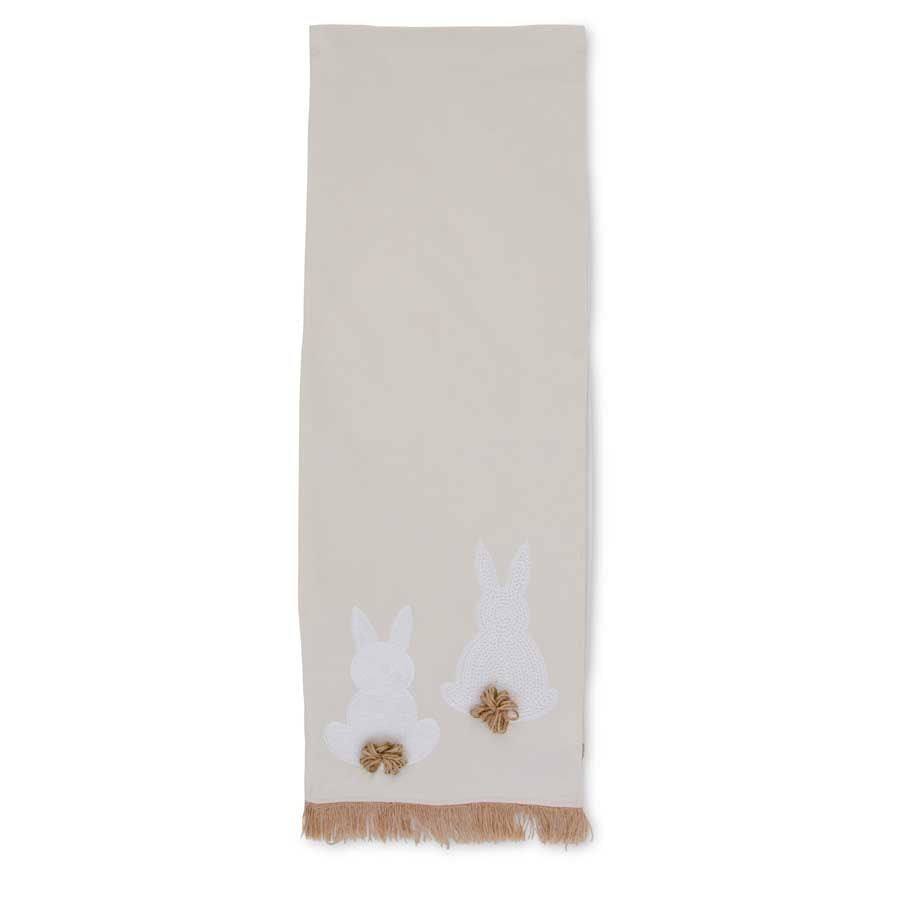 White Embroidered Easter Bunny Runner